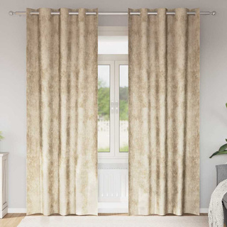 Zasłony z weluru z zasłonami 2 pcs Kremowy 260 x 140 cm Aksamit