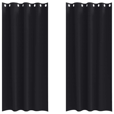 Firany blackout z kółkami 2 pcs Czarny 245 x 140 cm Poliester