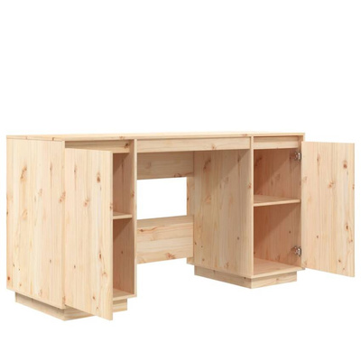 vidaXL Biurko, 140x50x75 cm, lite drewno sosnowe