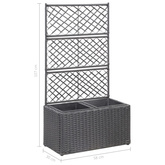 vidaXL Donica z kratką i 2 wkładami, 58x30x107 cm, polirattan, czarna