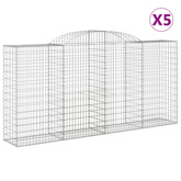 Kosze gabionowe, 5 szt, 300x50x140/160 cm, galwanizowane żelazo