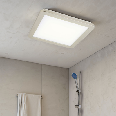 Plafon do łazienki NEXIT minimalistyczny – srebrny satynowy 30 cm – plafon z funkcją ściemniania LED 3000K 18W IP44 