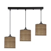 Lampa wisząca z abażurami Legno rattanowy orzechowy potrójna nad stół