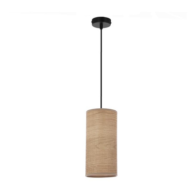 Lampa wisząca z abażurem Ballo czarna z korkowym abażurem do salonu