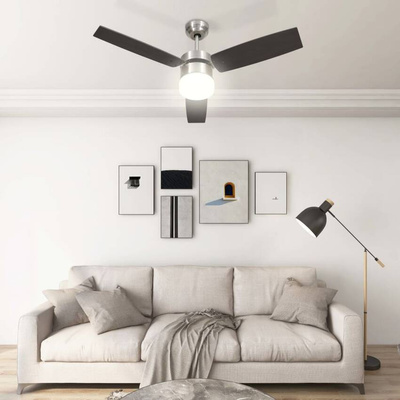 vidaXL Wentylator sufitowy z lampą i pilotem, 108 cm, ciemnobrązowy