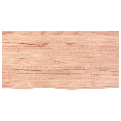 Półka, brązowa, 80x40x(2-4) cm, lakierowane lite drewno dębowe