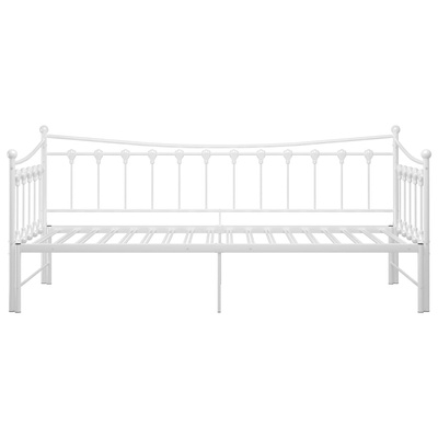 z wysuwaną ramą łóżka, biała, metalowa, 90x200 cm Sofa