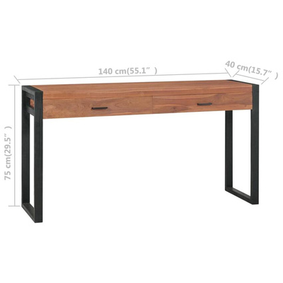 vidaXL Biurko z 2 szufladami, 140x40x75 cm, drewno tekowe