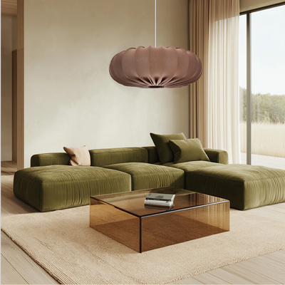 Lampa wisząca CAFEE' skandynawska - z abażurem brązowym mokka 66cm - nowoczesne oświetlenie sufitowe do salonu i jadalni E27