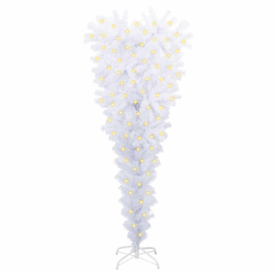 Sztuczna choinka z 150 diodami LED Biały 120 cm PVC i stal