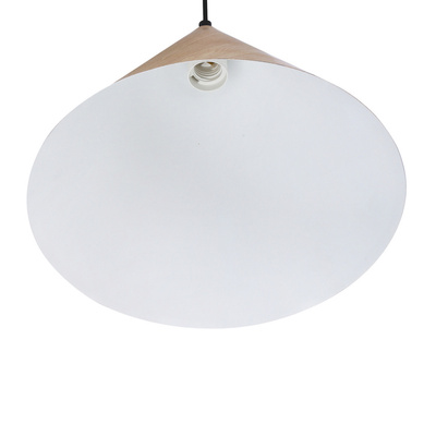 Dunca Lampa Wisząca 32 Czarny 1X40 E27 Klosz Jasny Dębowy