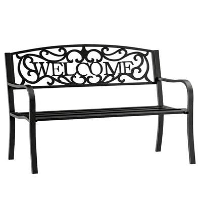 Ławka Ogrodowa Taras Ogród Park Metalowa Oparcie WELCOME Czarna 127 cm