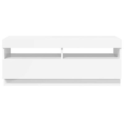 Szafka TV z oświetleniem LED, biel z połyskiem, 100x35x40 cm