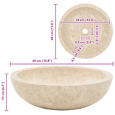40 x 12 cm, marmurowa, kremowa Umywalka,