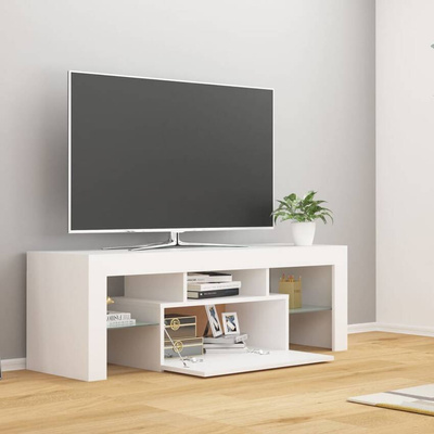 vidaXL Szafka pod TV z oświetleniem LED, biała, 120x35x40 cm