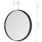 vidaXL Lustro ścienne z zawieszką, czarne, 40 cm