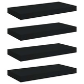 vidaXL Półki ścienne, 4 szt., czarne, 50x23x3,8 cm, MDF