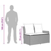 Sofa ogrodowa z podłokietnikami i podnoszonym stołem 2 Sztuka