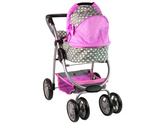 Wózek Dla Lalek Spacerówka 2 w 1 Gondola Torba Różowy Gwiazdki