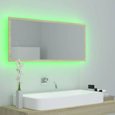 vidaXL Lustro łazienkowe LED, kolor dąb sonoma, 100x8,5x37 cm, akryl