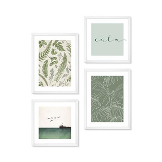 Zestaw obrazów w białej ramie 2x 30x30 i 2x 30x40