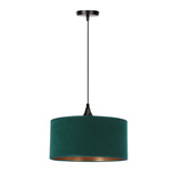Lampa wisząca z abażurem Maloto welurowy butelkowa zieleń złote wnętrze pojedyncza