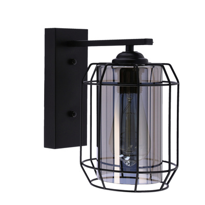 Jonera lampa kinkiet czarny p20 1x40w e27 klosz dymiony 21-10186