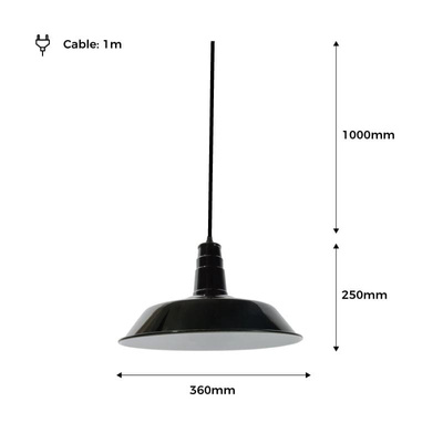 Lampa Wisząca Retro Loft Czarno biała 36cm E27 Abruzzo Grote