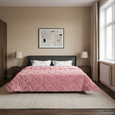 Zimowa Kołdra Różowy 220 x 240 cm Mikrofibra i Fleece Teddy