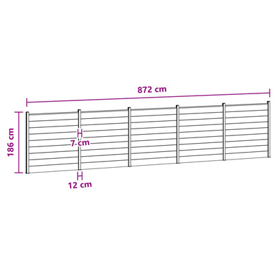 Zestaw ogrodzeniowy 5 szt. 872 x 186 cm WPC i aluminium Szary