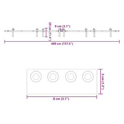 System do montażu drzwi przesuwnych, 400 cm, stal, czarny