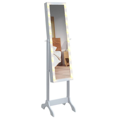 vidaXL Lustro stojące z LED, białe, 34x37x146 cm