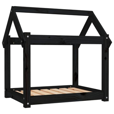 vidaXL Legowisko dla psa, czarne, 71x55x70 cm, lite drewno sosnowe