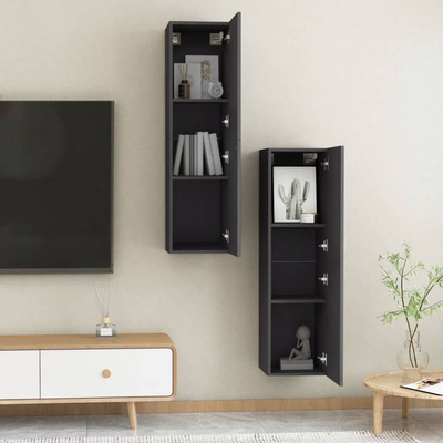 vidaXL Szafki telewizyjne, 2 szt., szare, 30,5x30x110 cm