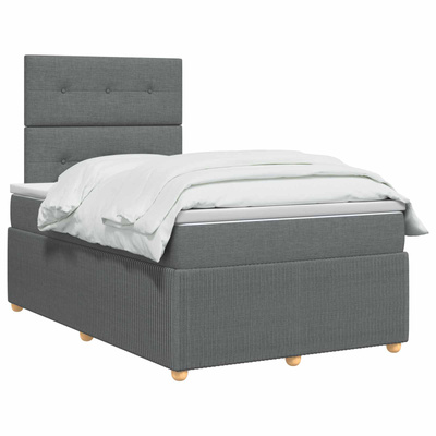Łóżko z box spring LED z materacem ciemnoszary 120 x 190 cm