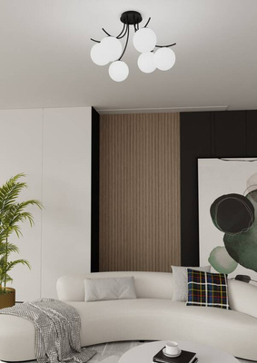 Lampa sufitowa BOSTON 6 BLACK/OPAL