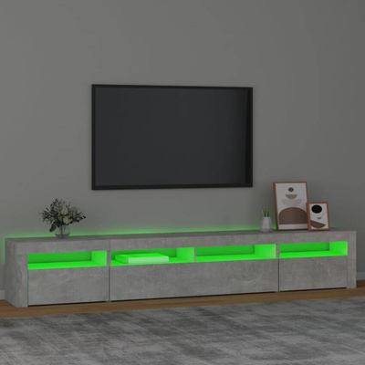 Szafka pod TV z oświetleniem LED, szarość betonu, 240x35x40 cm vidaXL