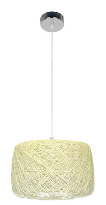 Lampa wisząca Panda kremowa z rattanem do salonu pojedyncza E27