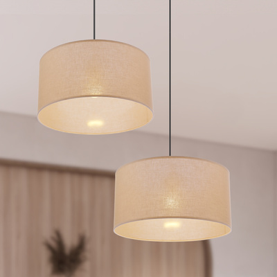 Lampa wisząca z abażurem Shanti beżowa do sypialni E27