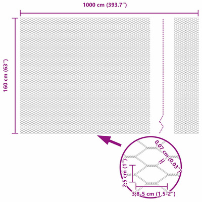 Ogrodzenie heksagonalne 1,6 x 10 m PVC Szary