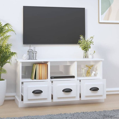 vidaXL Szafka pod TV, wysoki połysk, biała, 100x35x50 cm