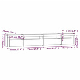 vidaXL Szafka pod TV z oświetleniem LED, szarość betonu, 270x35x40 cm