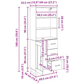 Highboard 2 szt. Czarny Dąb 69,5 x 34 x 180 cm