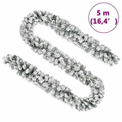 Świąteczna girlanda pokryta śniegiem, zielona, 5 m, PVC