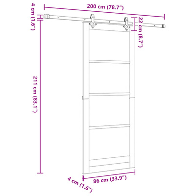 Drzwi przesuwne Naturalny i czarny 86 x 211 cm