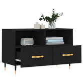 vidaXL Szafka pod TV, czarna, 80x36x50 cm, materiał drewnopochodny