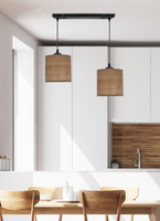 Lampa wisząca z abażurami Legno rattanowa orzechowa podwójna nad stół