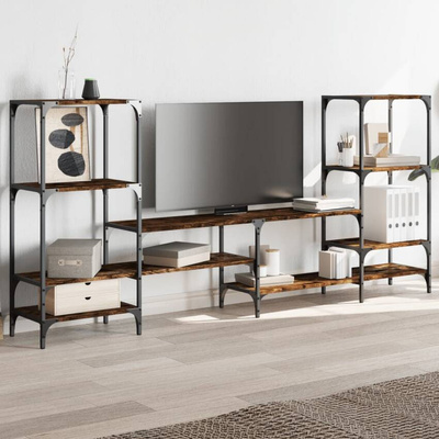 vidaXL Szafka pod TV, przydymiony dąb, 206,5x28,5x95 cm