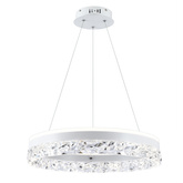 Lampa wisząca FROZI w stylu glamour – biały klosz z kryształkami – eleganckie i nowoczesne oświetlenie salonu LED