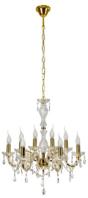 Kryształowy żyrandol MARIA TERESA 8-ramienny E14 złoty – klasyczne oświetlenie sufitowe w stylu art deco